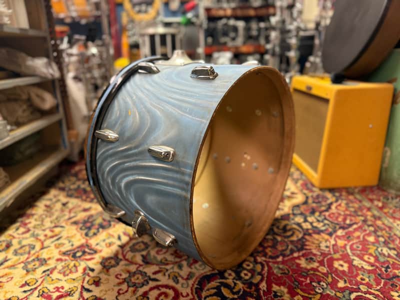1960s Slingerland 14x20 Bass Drum Shell in Blue Satin Flame image 1