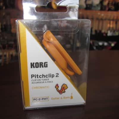 Korg Pitchclip 2 Clip-On Chromatic Guitar and Bass Tuner Pokemon Charmander PC-2-PHT - Yellow image 1