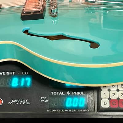 1998 Epiphone Riviera rare color Turquoise frequensator tailpiece image 21