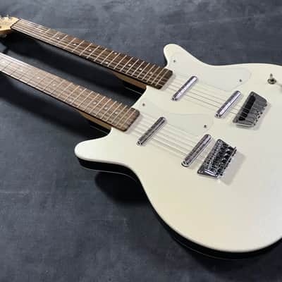 1993 Danelectro 6 / 12 Double Neck Solidbody Electric White Sparkle with case image 1