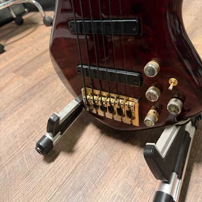 Warrior Custom Build DM 6 String Bass 2000s - Quilted Red image 10