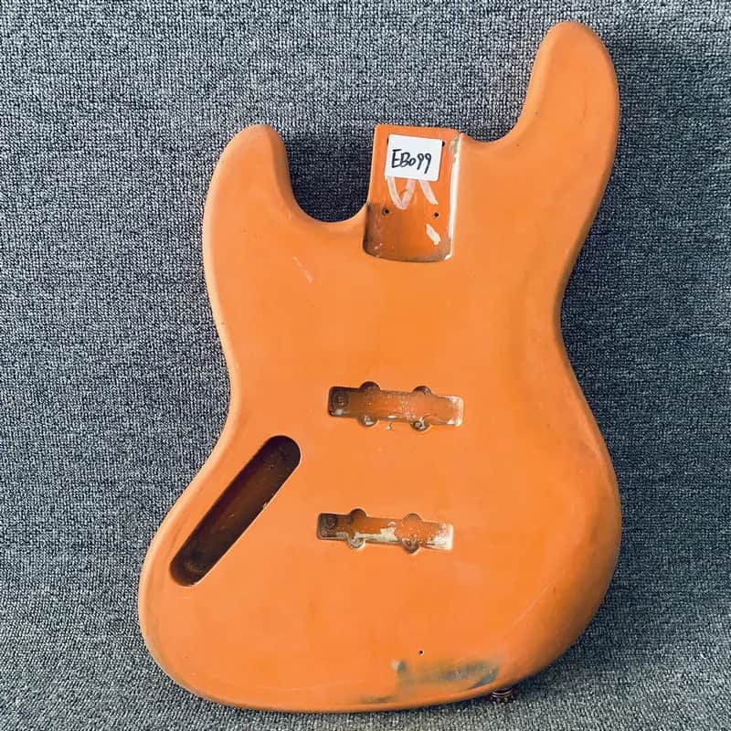Orange Left Handed Basswood Jazz Bass Style DIY Project Body image 1