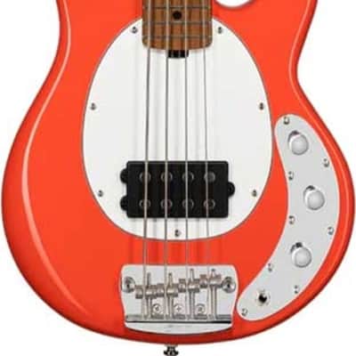 Sterling StingRay RAYSS4 Short Scale 4-String Bass Guitar, Roasted Maple Fingerboard, Fiesta Red image 2