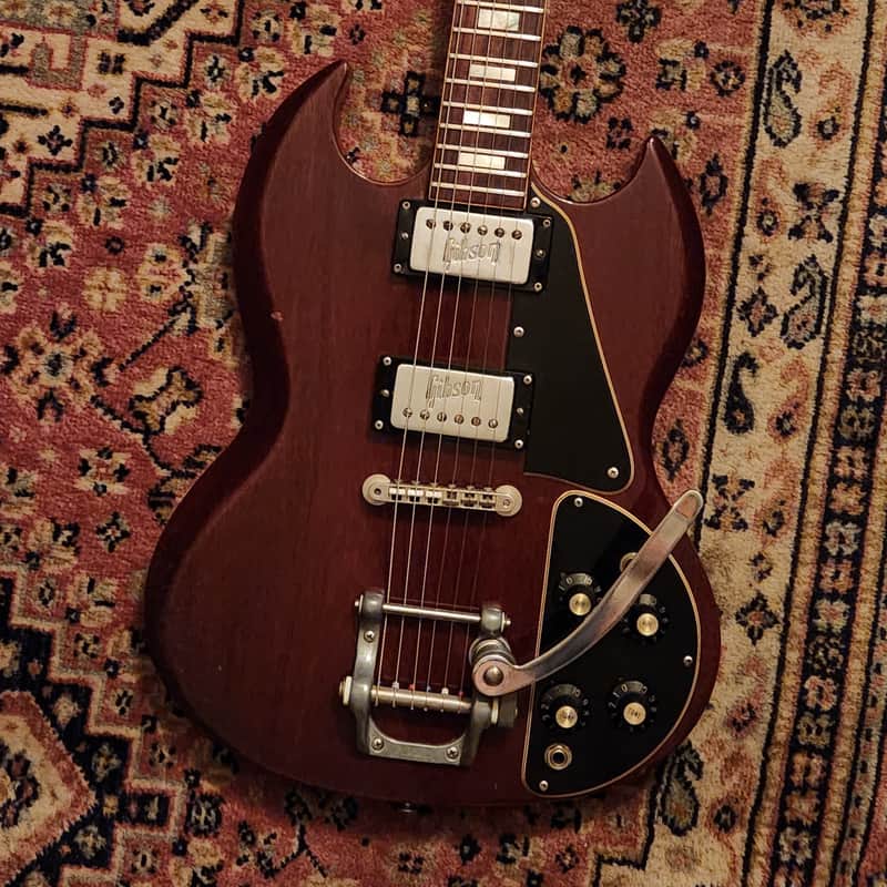 1972 Gibson SG Deluxe Cherry w/ 70s Gibson SG Case | Gibson Embossed T-Top Humbuckers, Factory Gibson Bigsby B5 image 1