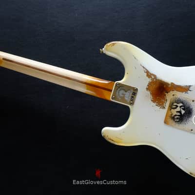 Fender Stratocaster Artist Series Jimi Hendrix Olympic White with Custom Hardcase Heavy Aged Relic image 16