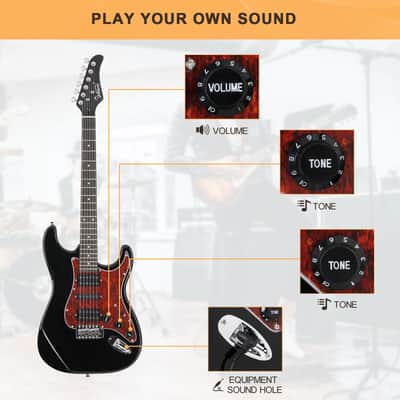 Glarry GST Electric Guitar HSH Pickup Rosewood Fingerboard Black image 5