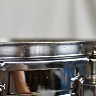 1970s Pearl 5x14 "Jupiter" B-4514 Chrome Over Brass Snare Drum image 9