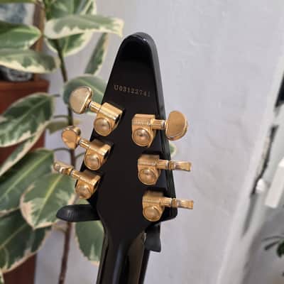 2003 Epiphone Flying V Korina MIK Korean Gibson Logo Ebony Black Guitar image 21