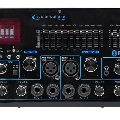 Technical Pro MM2000BT Powered Bluetooth Karaoke Mixer Amplifier Amp SD, USB image 1