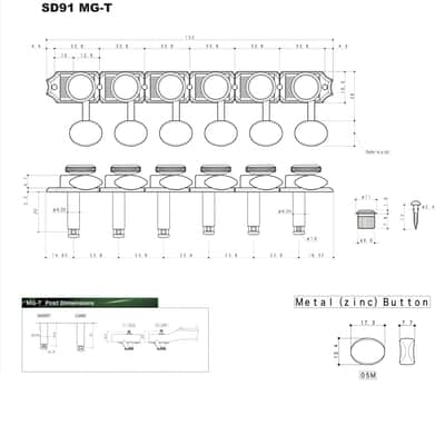 SD91 Vintage Magnum Lock Traditional Tuners 6 In Line 15:1 Gear Ratio-Nickel, Left Handed image 7