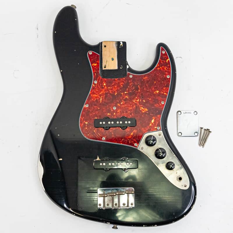 1964 Fender J Bass Pre-CBS Loaded Body with Pickups – Black Vintage Bass Guitar image 1