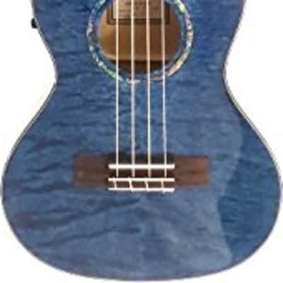 Lanikai QM-BLCET Quilted Maple Cutaway Acoustic-Electric Tenor Ukulele, Blue Stain image 2