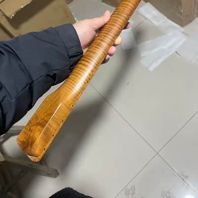 1 Large headstock 24 inch Round stainless steel 4a 22 frets Roasted flame Maple guitar neck 24inch hole 10mm Satin for JAGUAR body image 5