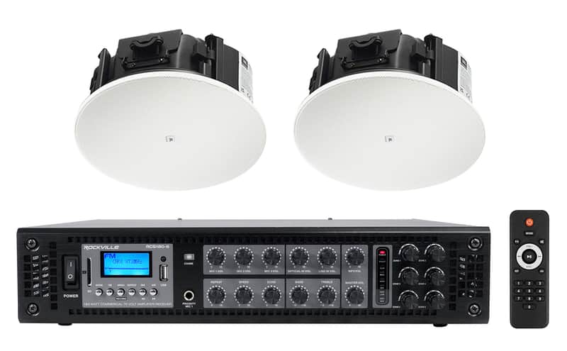 (2) JBL Control 426LP 6.5" Low Profile 70v Commercial In-Ceiling Speakers+Amp image 1