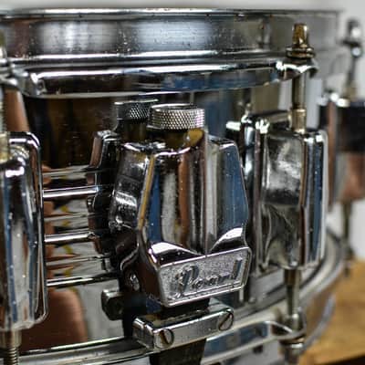 1970s Pearl 5x14 "Jupiter" B-4514 Chrome Over Brass Snare Drum image 8