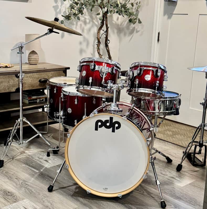 PDP Concept Maple drum kit 22/16/14/12/10 - Red fade to black sparkle image 1