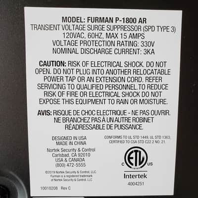 Furman P-1800 AR Prestige Series Voltage Regulator Power Conditioner image 9