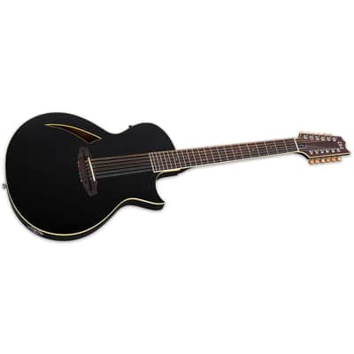 ESP LTD TL-12 12-String Black BLK Thinline B-Stock + Thinline CASE Acoustic Electric Guitar TL12 image 2
