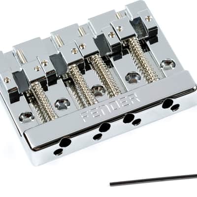 Fender HiMass 4-String Bass Bridge Assembly, Zinc Saddles, Chrome image 1