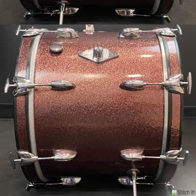Gretsch 18/12/14/5.5x14" 60's Round Badge Drum Set - Burgundy Sparkle image 7