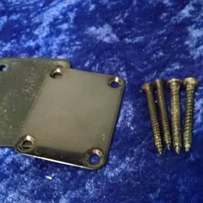 90s Allparts neck plate black w/screws and pad image 1