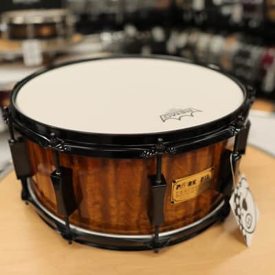 Pork Pie 7x14" Maple/Bubinga Snare Drum (Bubinga Hi-Gloss with Black Hardware) #2 image 2