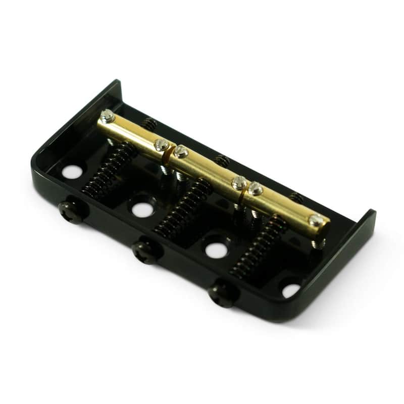 Kluson 1/2 Size Replacement Bridge For Fender Telecaster Steel With Brass Saddles - Gloss Black image 1