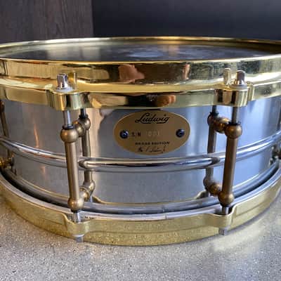 Ludwig LB400BTM Brass Edition Supraphonic 5x14" 10-Lug Brass Snare Drum with Tube Lugs, P-86 Millennium Strainer