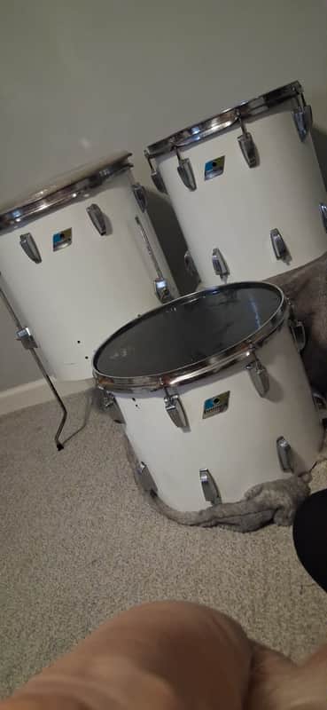 Ludwig  Blue Olive pointed badges 70's - White Cortex image 1