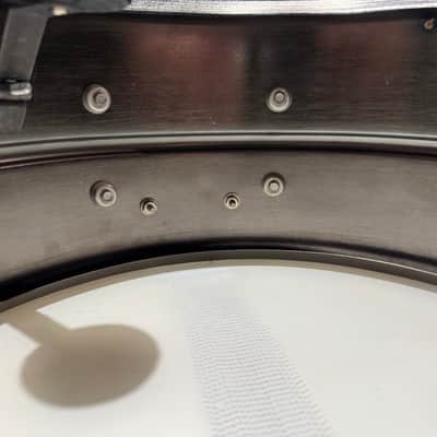 Vintage 70’s 6.5” Black Beauty Ludwig No. 417 6.5x14" 10-Lug Brass Snare Drum Pointed Blue/Olive Badge 1977 - 1979  Black Nickel-Plated Original Heads dB-300 dB-1250 image 16