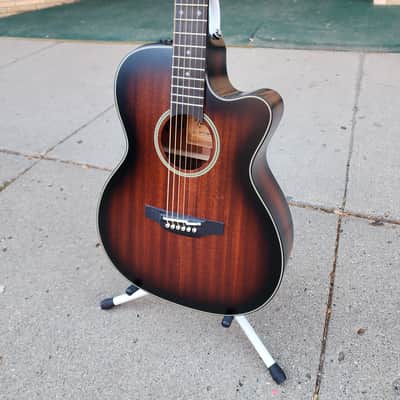Takamine CP771MC SB Limited Edition Solid Mahogany OM Cutaway Acoustic/Electric Guitar 2010s - Shadow Burst Satin image 4