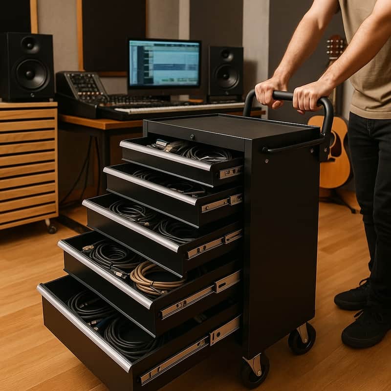 5-Drawer Mobile Studio Gear Chest – Locking Tool Cabinet for Guitarists, Producers & Audio Engineers | Rolling Organizer for Cables, Pedals, Mics & More image 1