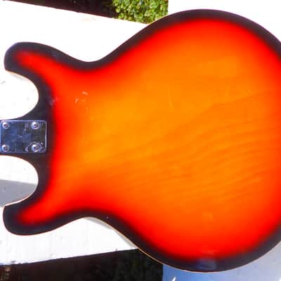Teisco  Archtop Semi Hollow Body Guitar, 1960's, Sunburst, 3 PU's, Very Fancy image 9