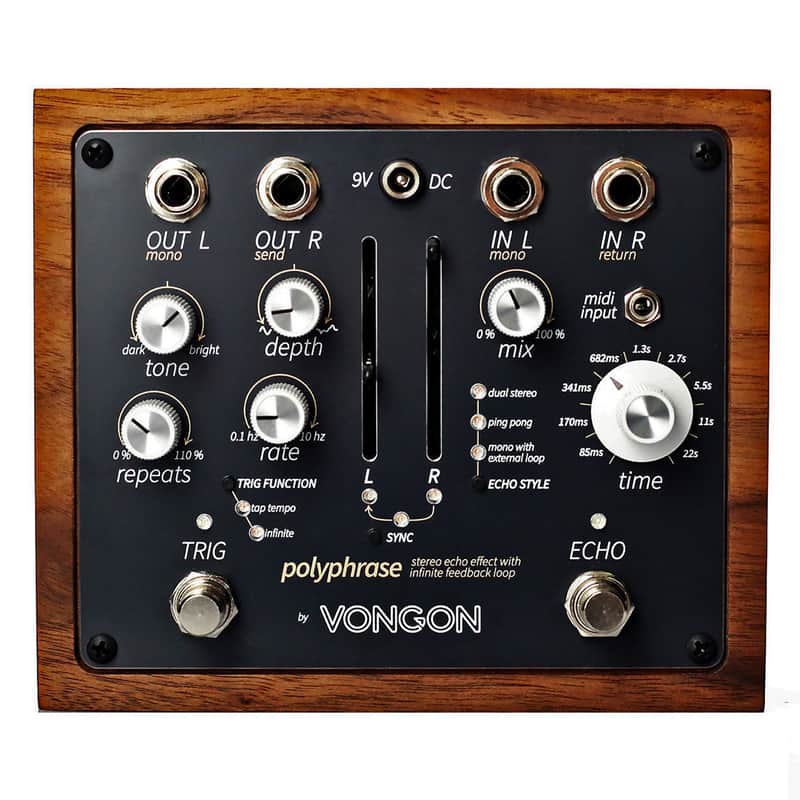 Vongon Polyphrase Stereo Echo Effect Pedal with Infinite Feedback Loop image 1