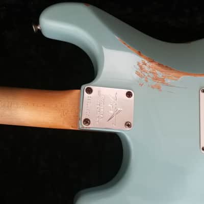 Fender Stratocater Custom Shop Relic 62 L.E. Namm 2007 Daphne Blue Abigail Ybarra handwound 2007 - Daphne Blue image 10