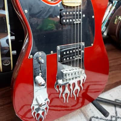 iFusion® Tributer® Metal TM-FIRE Left Handed Telecaster Style Electric Guitar - Metallic Red image 3