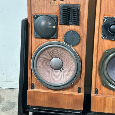 Mid Century Modern Speakers KLH Set 355 The Baron Tower Walnut Glass image 3
