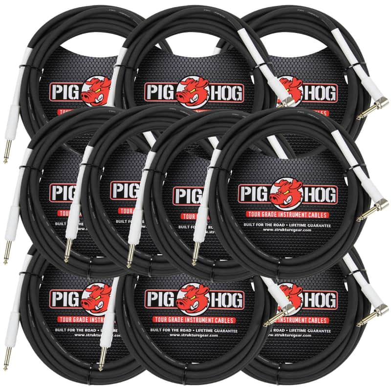 10 Pack Pig Hog PH186R Right Angle 8mm 18.5FT 1/4"-1/4"  Inst Cable Lifetime Warranty! image 1