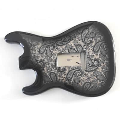Strat Style Body, Black Paisley, Alder 2 Pcs image 3