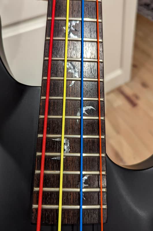 Schecter Damien-4 Diamond Satin Black / Goth Bat inlays | Reverb