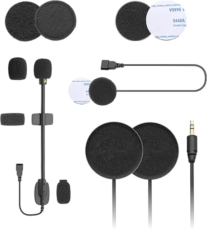 F1s Motorcycle Bluetooth Headset Audio Accessory Kit – 40mm Speakers, Wired Mic & Boom Mic Replacement for F1s Motorcycle Intercom
