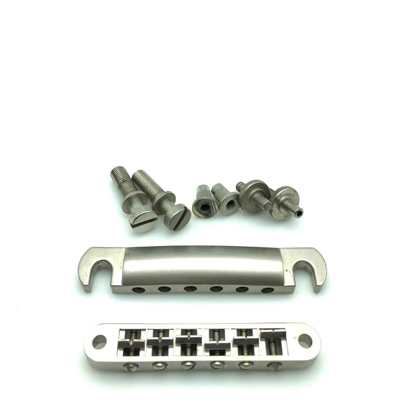 Brushed Satin Advanced Plating API Gibson Nashville Tune-O-Matic Bridge/Stop Bar/Studs/Insert - 2010’s - Satin Nickel image 1