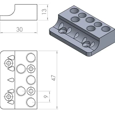 Headless bass bridge 5 strings with individual base for fanned multiscale by Nova Guitar Parts image 4