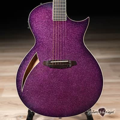 ESP LTD TL-6 Thinline Acoustic/Electric Guitar – Purple Sparkle Burst image 2