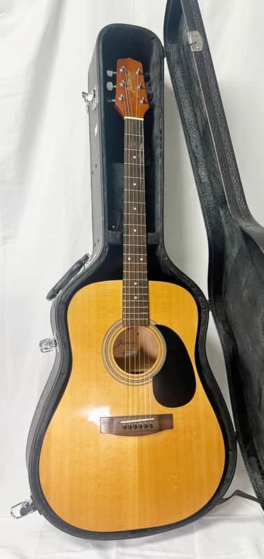 Jasmine S45 SK Natural/Gloss Acoustic Dreadnought W/Hard Case 2000s - Clear Gloss image 1