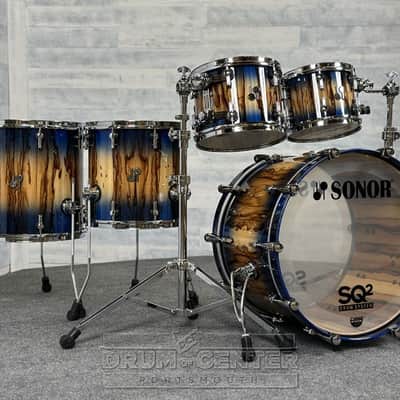 Sonor SQ2 Beech 5pc Drum Set Candy Blue Burst Over African Marble image 1