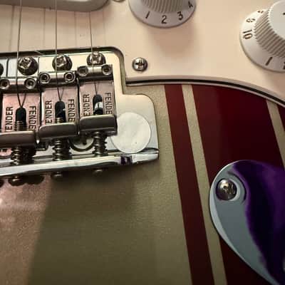 MINT John Mayer Fender Stratocaster Shoreline Gold w/ Racing Stripe image 10