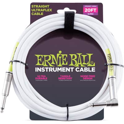 Ernie Ball P06047 Ultraflex Straight 20' Straight to Angled TS Instrument Cable