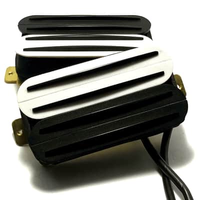 Quad Rail Humbuckers, 4 Blade Rail Style Overwound Passive 23K Pickup Set ~ White Black Zebra #1 Black Rails image 3