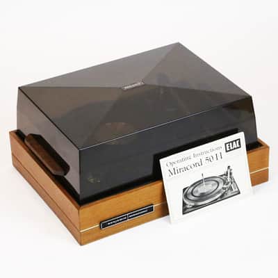 1960s Elac Miracord 50H Miraphon 50 Teak Case Smoked Gray Plastic Dust Cover Vintage Turntable Record Player HiFi Vinyl LP Clean with Manual image 2